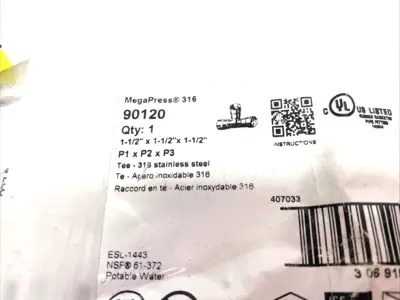 New | in-Stock Viega MegaPress 316 Tee, P x P x P - Model 5118, Smart Connect Valves/Fittings Michigan US | Maverick Industrial Sales #1483377