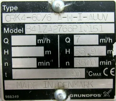 NEW GRUNFOS CRK4-60/6A-W-I-AUUV PUMP B41ZA2766P10151 CRK4606AWIAUUV