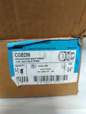 New | in-Stock CROUSE-HINDS CGB298 Miscellaneous Equipment (Electrical & Power) Ohio US | Surplus Asset Holdings #1425087