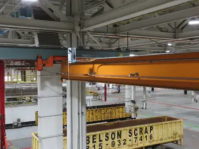 Cleveland Tramrail P&H 4 Ton Single Girder Underhung Bridge Crane 45' 10" Span