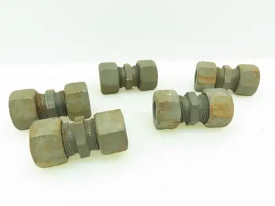 VOSS Steel Flareless Metric Straight Union Compression Fitting 15mm Tube LOT of5