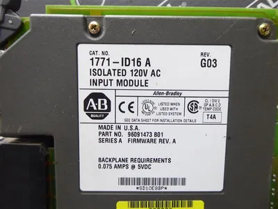 Allen Bradley 1771-ID16/A PLC-5 Isolated 120VAC Input Module Rev. G03  Used