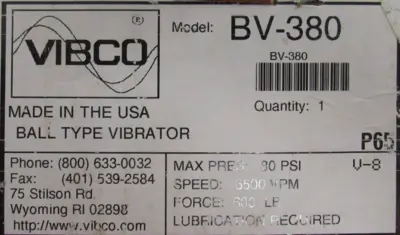 NEW VIBCO BV-380 PNEUMATIC VIBRATOR BV380