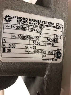 Used Nord 2SM63-71S/4 Motors (misc) | J&J Industrial Supply #500142