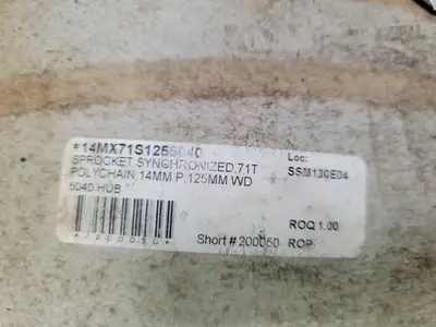 14 mm Pitch, 125 mm Belt Width, Belt Sprocket 5040
