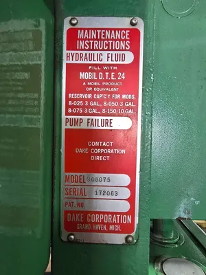 DAKE 908075 Fabricating/Presses, Press-H Frame | Machinery Central (4)