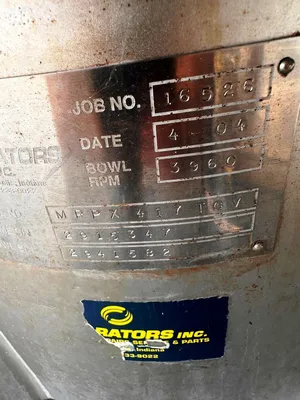 (2) Alfa-Laval MRPX 417 TGV-74C warm milk separators, 316SS.