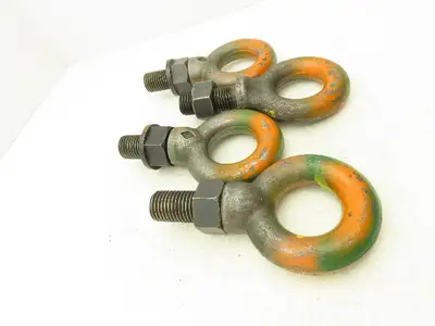 Forged Shoulder Eye Bolt 1"-7 Thread x 3" Shank w/Nut  Lot of 4