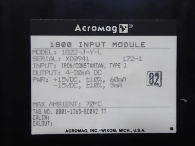 Acromag 1822-J-Y-L Isolated Input Module Series 1800 172-1 Used