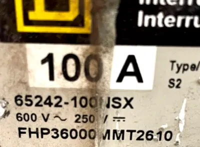 USED SQUARE D FHP-36000MMT2610 CIRCUIT BREAKER 100A