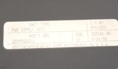 WESTINGHOUSE 1D54582G01 POWER SUPPLY MODULE