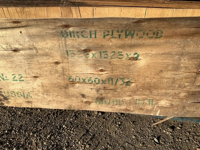 (44) sheets of 60” x 60” x 11/32” birch plywood - all are weathered/have water damage