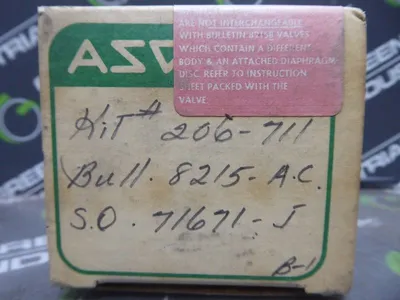ASCO 206-711 Solenoid Valve Spare Part Kit New NIB