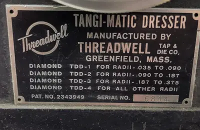 Used THREADWELL TANGI-MATIC DRESSER Misc Industrial Equipment Kentucky US | Aucto #686608