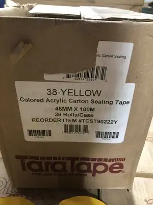 Taratape 38 2″ X 110yd Yellow Acrylic Carton Sealing / Floor Tape -NIB of 36