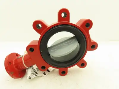 Bray 310400-11010390 4" Lugged Butterfly Valve Bare Stem Red 8-Lug M1210