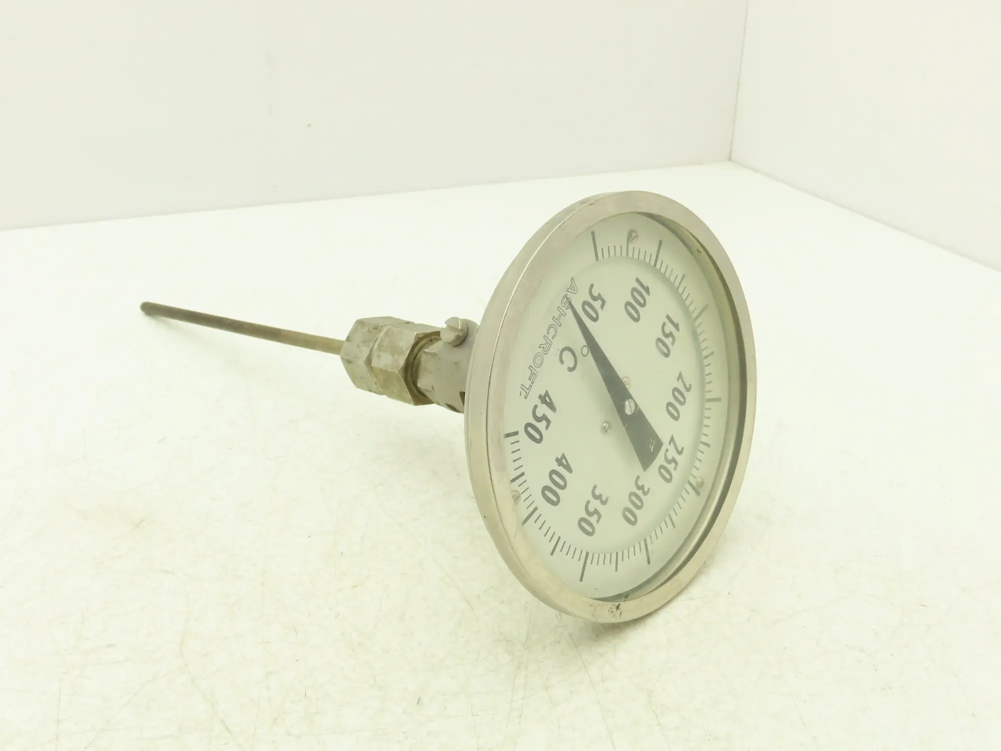 Ashcroft 50/450C Temp Thermometer Gauge 50-450°C 5"Dial 9"Stem Bi-Metal 1/2"NPT