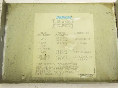 Dongan 80-1045 Single Phase Transformer 2KVA HV 240x480V LV 120/240V 1PH Type 3R