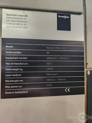 USED BYSTRONIC BYSPRINT FIBER 4020