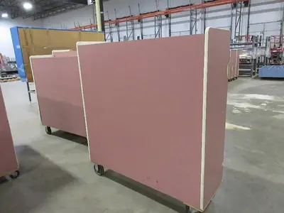 WOODEN, ROLLING WAREHOUSE CARTS