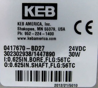 NEW KEB 0417670-BD27 CLUTCH BRAKE 302302938/1447890 0417670BD27 24VDC 30W