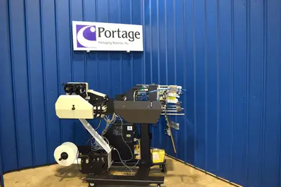 USED AUTOMATED PACKAGING SYSTEMS AB180 W/PI-412C PRINTER