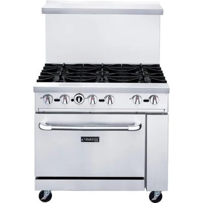 New | in-Stock Dukers New Dukers DCR36-6B 36" Gas Cooktop Range with Six (6) Open Burners Commercial Ranges Illinois US | Falcon Restaurant Supply #1376299