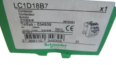 NEW SCHNEIDER ELECTRIC LC1D18B7 CONTACTOR 24V 50/60HZ