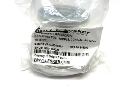 New | in-Stock KURT J. LESKER CONICAL REDUCING FULL NIPPLE STAINLESS STEEL QF40 Valves/Fittings Michigan US | Maverick Industrial Sales #1122813