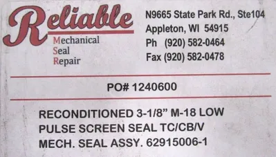 RECONDITIONED RELIABLE MSR 62915006-1 MECHANICAL SEAL 3-1/8" M-18 LOW