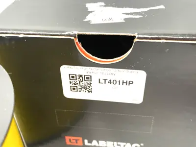 USED LABELTAC PRO MODEL HIGH PERF. VINYL LABEL, YELLOW, 4" OPEN, SOME USED