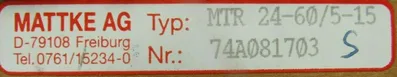NEW MATTKE AG MTR24-60/5-15 CONTROL BOARD KRM10302-02 MTR2460515