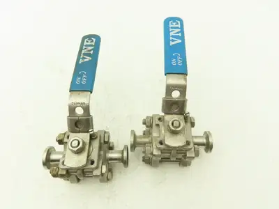 VNE 1/2"-316 1/2" Stainless Steel Sanitary Tri-Clamp Ball Valve 1000WOG Lot of 2
