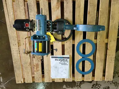 PowerRac Cylinder Actuator Size 6 w/ Four SPDT Mech. Switch and Butterfly Valve