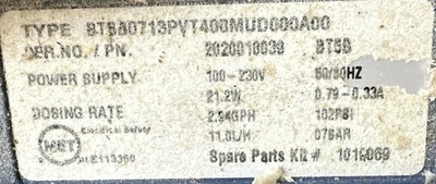 USED ProMinent Fluid Controls, Inc BT5B0713PVT400MUD000A00