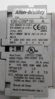 Used ALLEN-BRADLEY ALLEN-BRADLEY 100-C09*10 PLC Contactors | ND Industrial Surplus #1215941