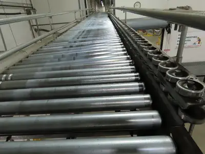Automotion 30"x 24' V-Belt End Drive Skew Bed Roller Conveyor 3/4Hp 460V 170FPM