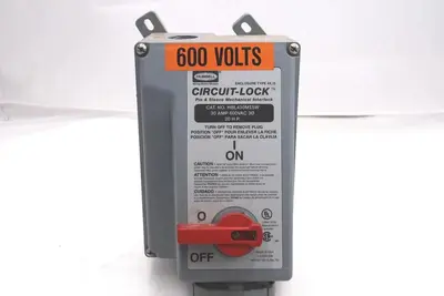 HUBBELL HBL430MI5W WIRING DEVICE CIRCUIT LOCK 30 A 600 V 20 HP #L-215