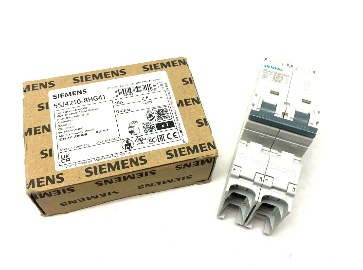 USED SIEMENS MINIATURE CIRCUIT BREAKER 2-POLE 10A D-CHAR.