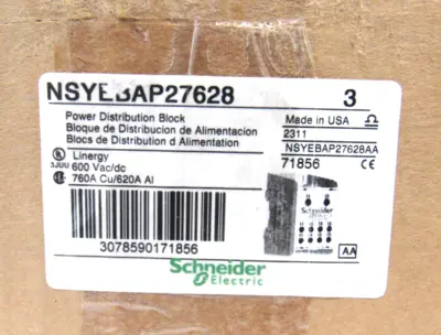 BOX OF 3 NEW SCHNEIDER ELECTRIC NSYEBAP27628 POWER DISTRIBUTION BLOCKS