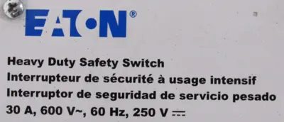 NEW EATON DD361FDKW SAFETY SWITCH 30A 600V