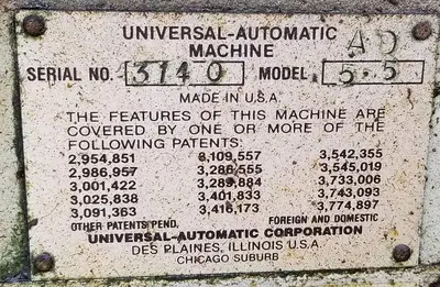 USED 1997 UNIVERSAL AUTOMATIC MACHINE 5.5