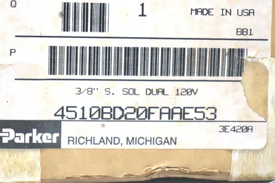 NEW PARKER 4510BD20FAAE53 PNEUMATIC VALVE W/BASE