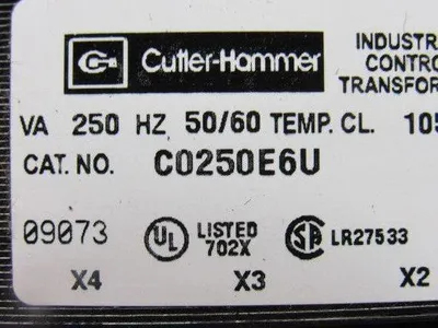 Cutler Hammer C0250E6U 250VA General Purpose Transformer 1 Phase