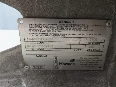WEG Howden AF-9-R09026-4 Cast Aluminum Pressure Blower 230/460V 3470 RPM 9" Fan