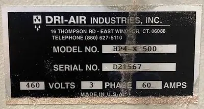 Dri-Aire HP4-X-500 Floor Mount Desiccant Dryer