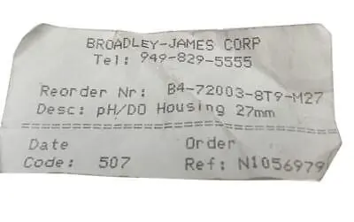 NEW Applikon Broadley-James B4-72003-8T9-M27