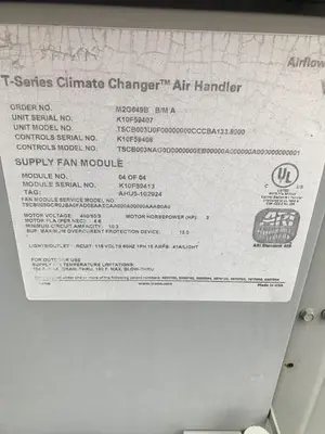 Used 2010 TRANE TSCB003U0F00000000CCCBA133.8000 HVAC Parts and Equipment North Carolina US | DH Griffin Used Equipment #1383644