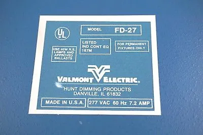 NEW VALMONT ELECTRIC FD-27 FD27
