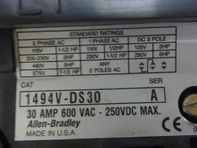 USED ALLEN BRADLEY 1494V-DS30 SER A